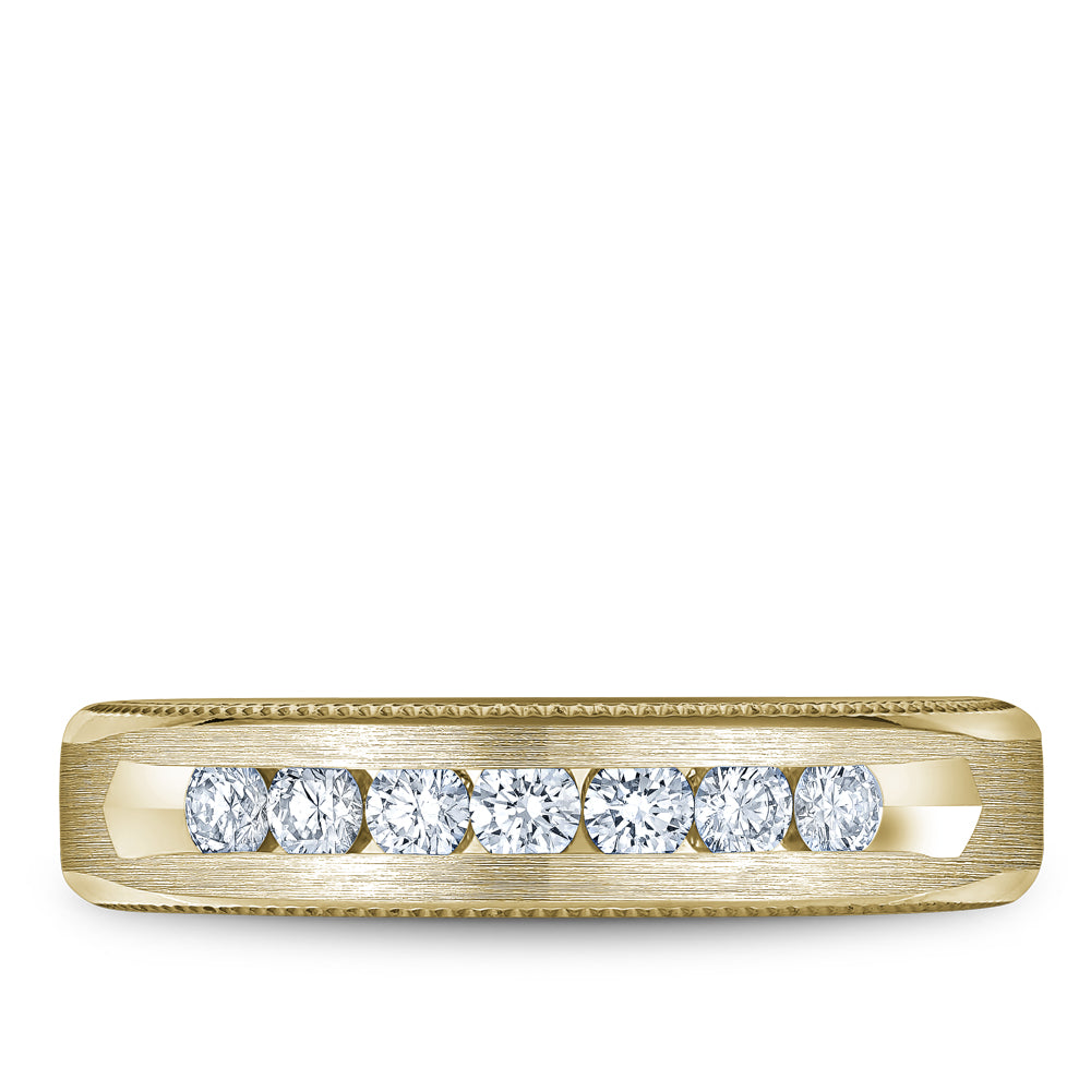 5.50mm Bleu Royale Wedding Band in Yellow Gold With 7 RD, TCW 0.49ct