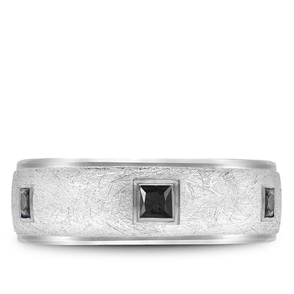 7.50mm Bleu Royale Wedding Band in White Gold With 6 PR, TCW 0.66ct