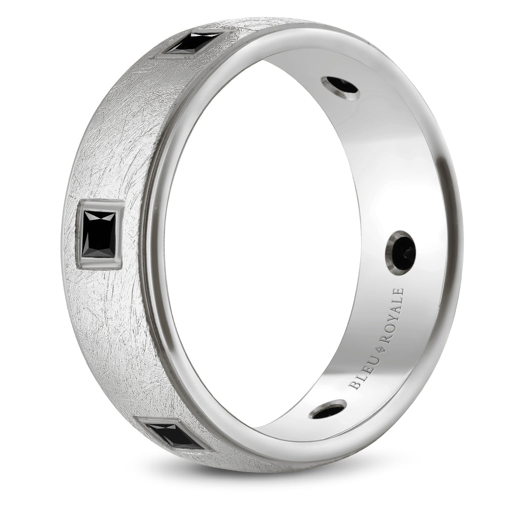 7.50mm Bleu Royale Wedding Band in White Gold With 6 PR, TCW 0.66ct