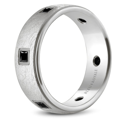 7.50mm Bleu Royale Wedding Band in White Gold With 6 PR, TCW 0.66ct