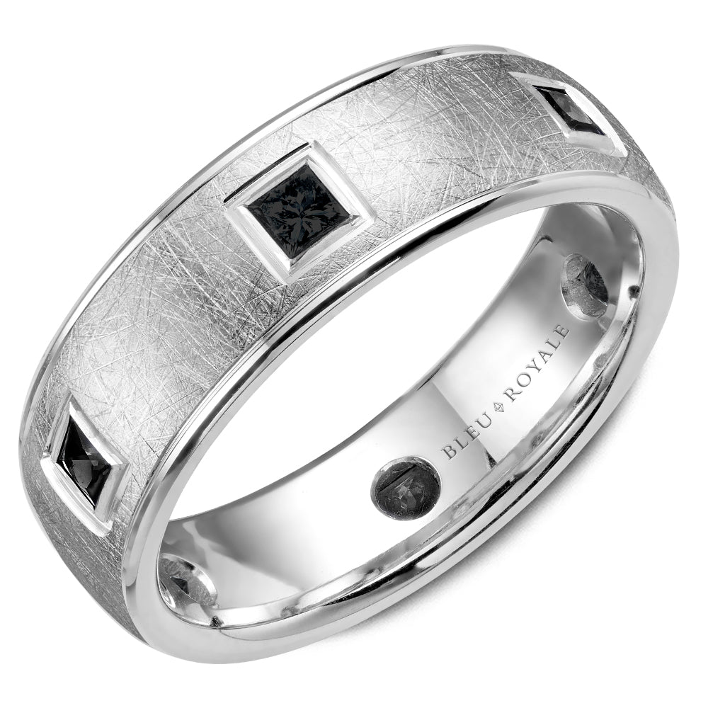 7.50mm Bleu Royale Wedding Band in White Gold With 6 PR, TCW 0.66ct