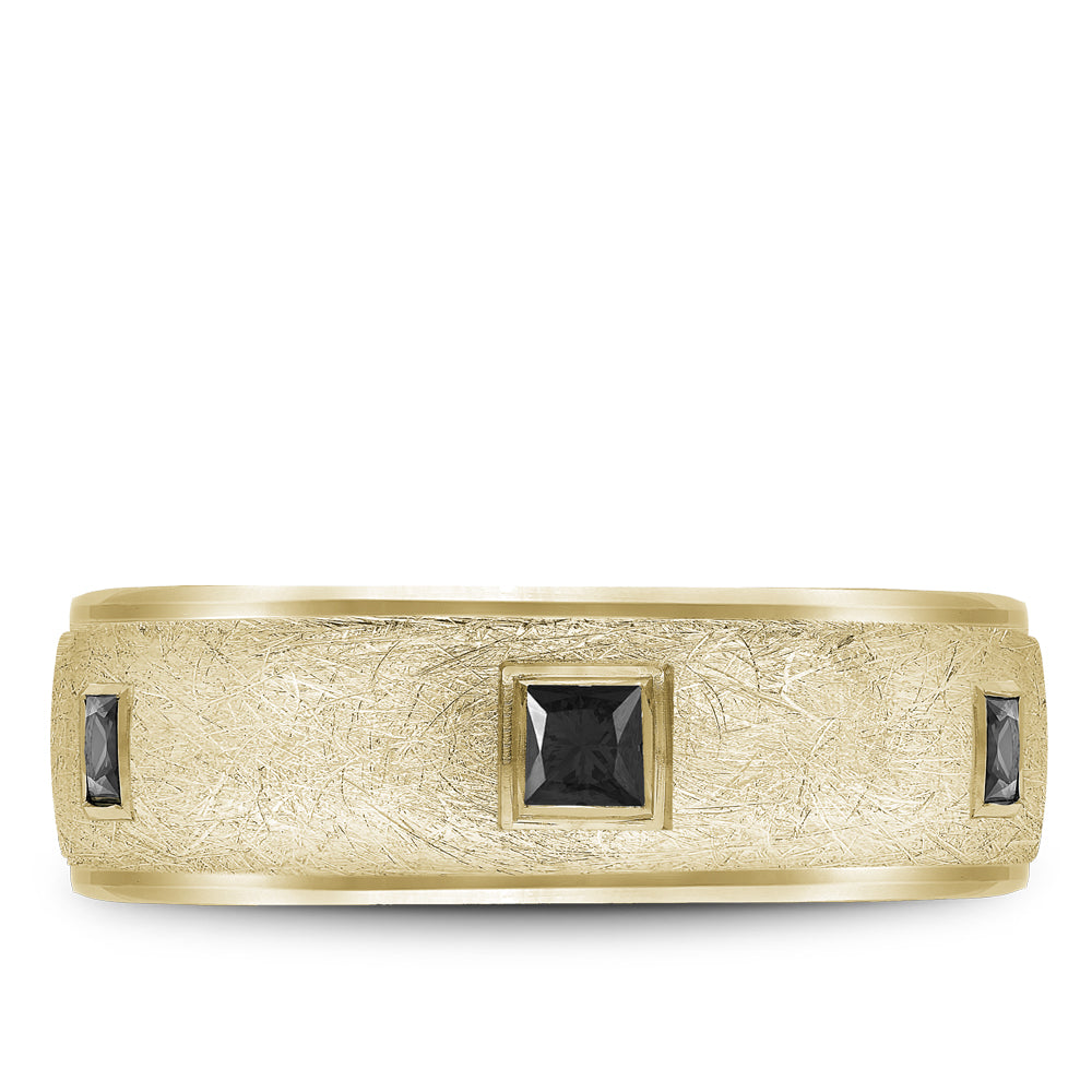 7.50mm Bleu Royale Wedding Band in Yellow Gold With 6 PR, TCW 0.66ct