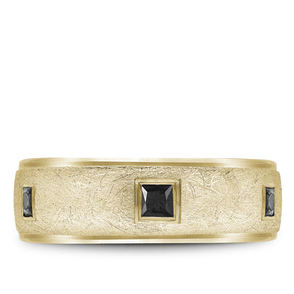 7.50mm Bleu Royale Wedding Band in Yellow Gold With 6 PR, TCW 0.66ct