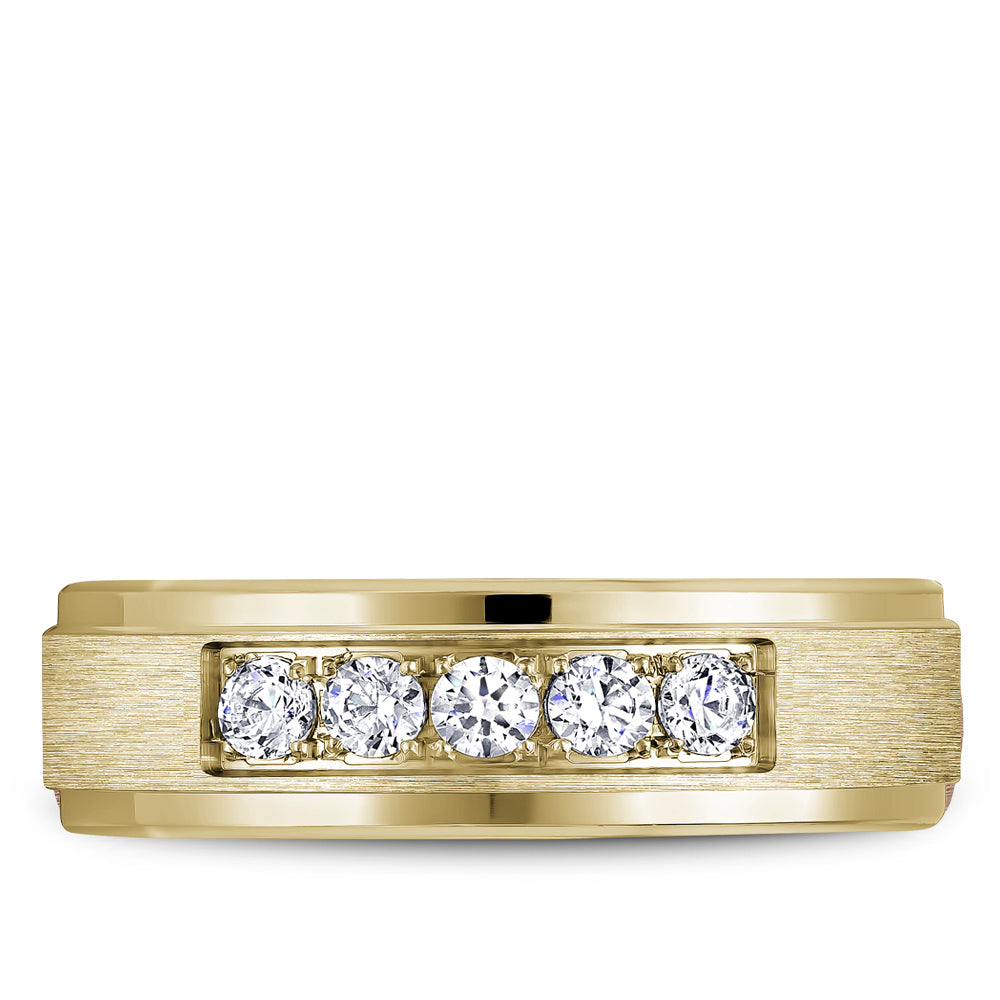 5.50mm Bleu Royale Wedding Band in Yellow Gold With 5 RD, TCW 0.25ct