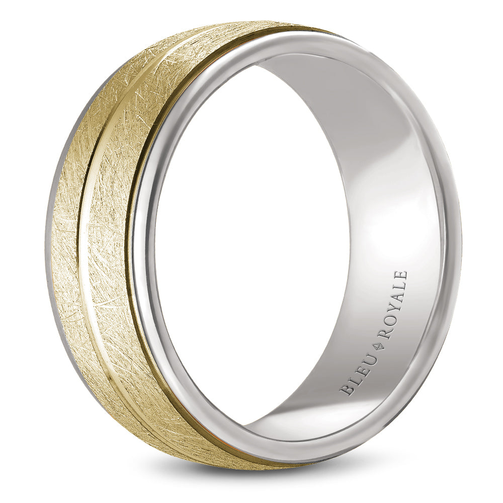 8.50mm Bleu Royale Wedding Band in Y&W Gold