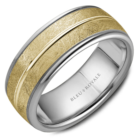 8.50mm Bleu Royale Wedding Band in Y&W Gold