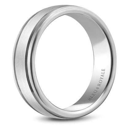 6.50mm Bleu Royale Wedding Band in White Gold