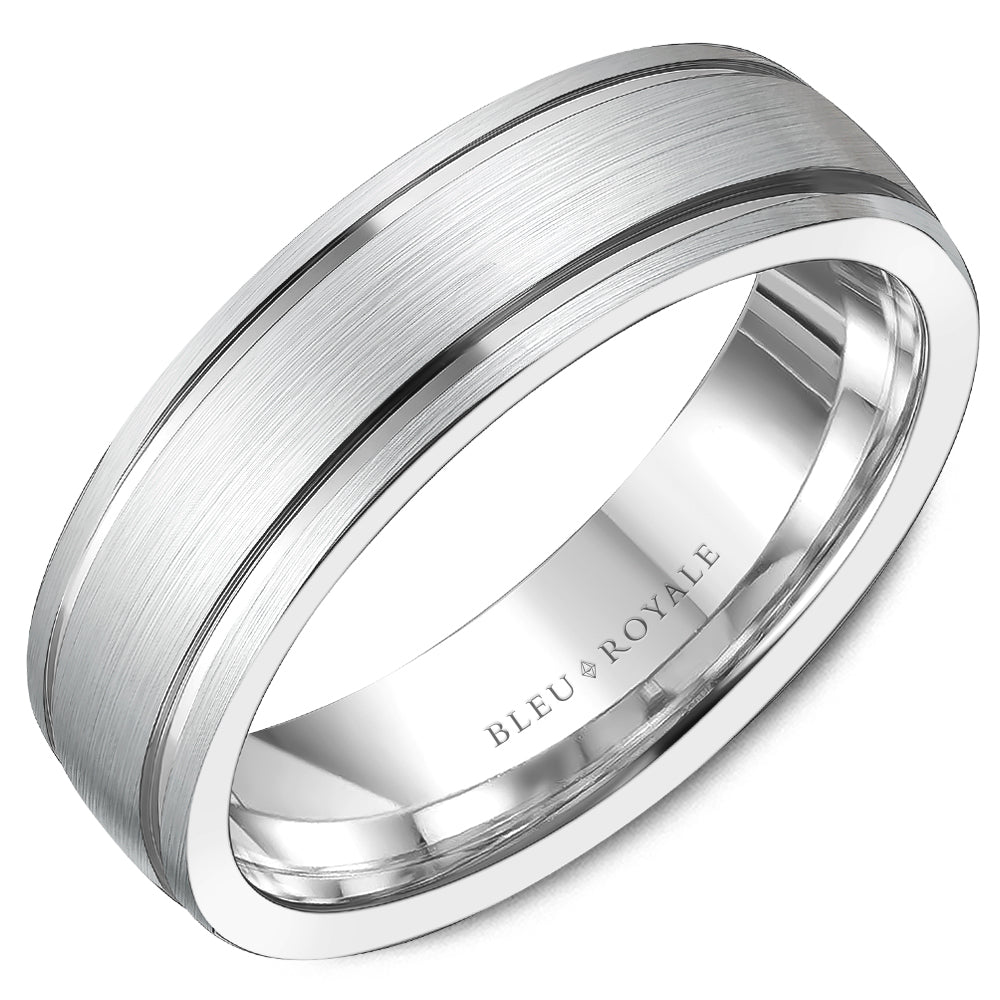 6.50mm Bleu Royale Wedding Band in White Gold