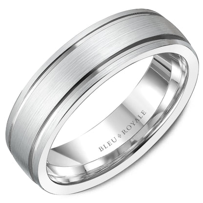 6.50mm Bleu Royale Wedding Band in White Gold