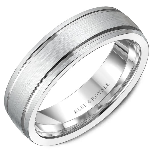 6.50mm Bleu Royale Wedding Band in White Gold