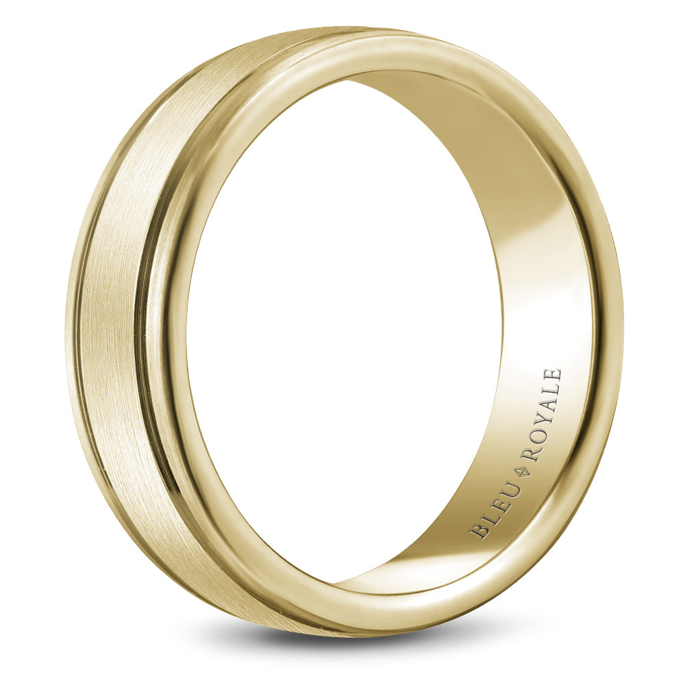 6.50mm Bleu Royale Wedding Band in Yellow Gold