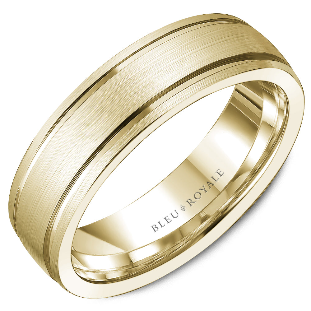 6.50mm Bleu Royale Wedding Band in Yellow Gold