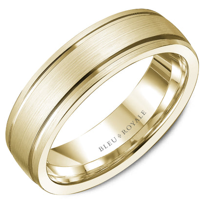 6.50mm Bleu Royale Wedding Band in Yellow Gold