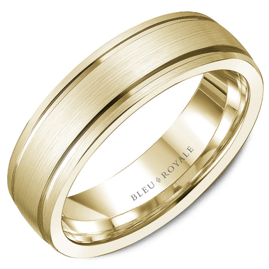 6.50mm Bleu Royale Wedding Band in Yellow Gold
