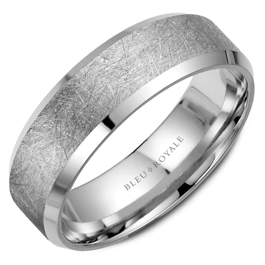 7.00mm Bleu Royale Wedding Band in White Gold