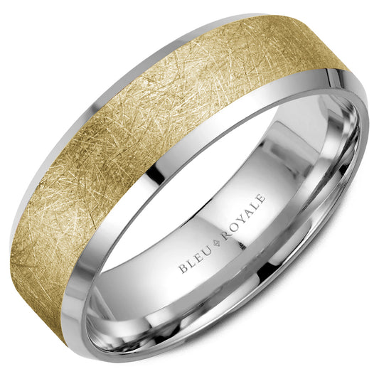 7.00mm Bleu Royale Wedding Band in Y&W Gold