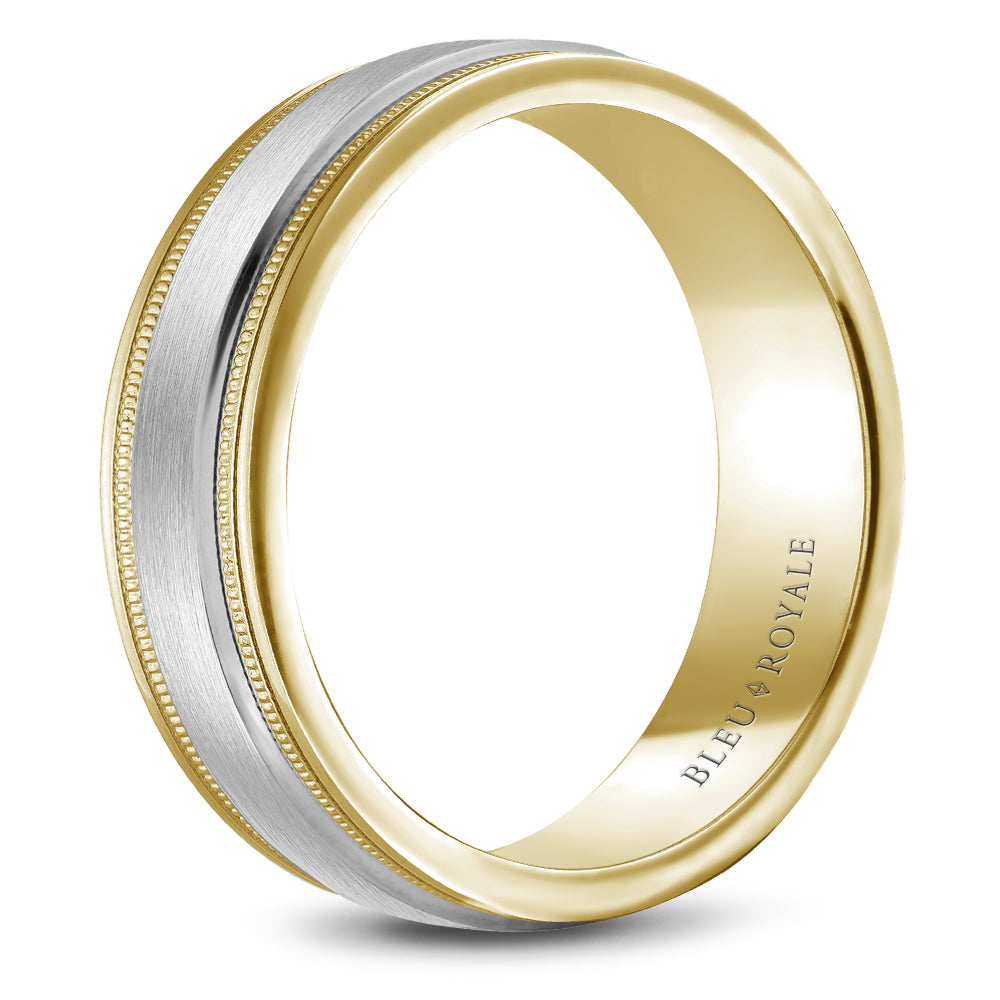 6.50mm Bleu Royale Wedding Band in W&Y Gold