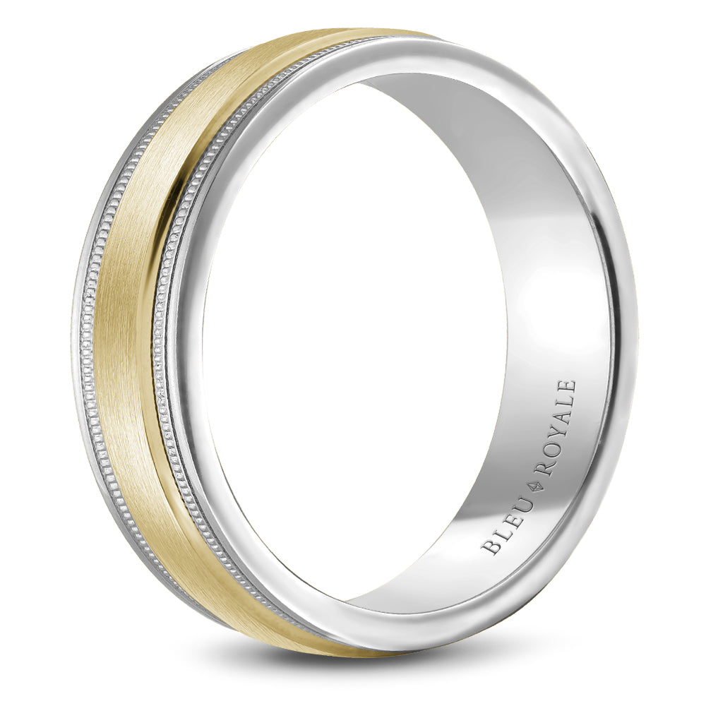6.50mm Bleu Royale Wedding Band in Y&W Gold