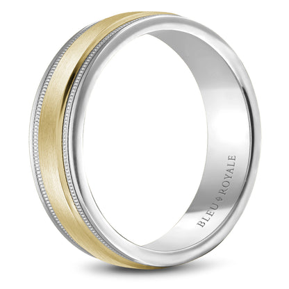 6.50mm Bleu Royale Wedding Band in Y&W Gold