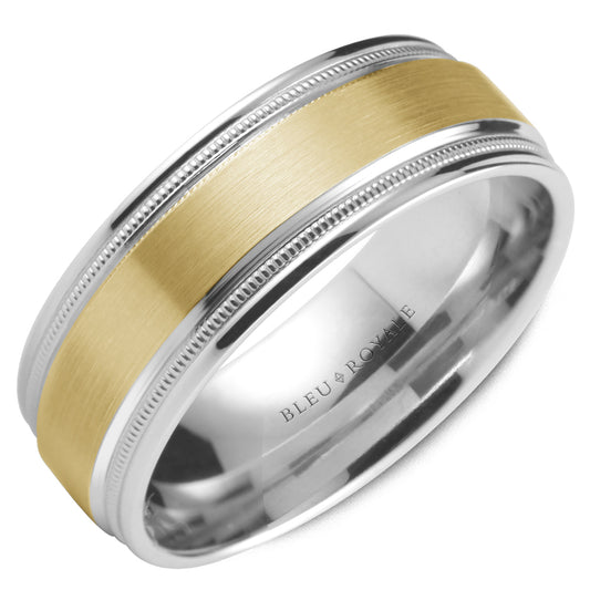 6.50mm Bleu Royale Wedding Band in Y&W Gold
