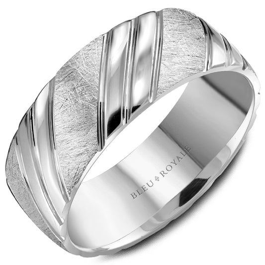 8.50mm Bleu Royale Wedding Band in White Gold