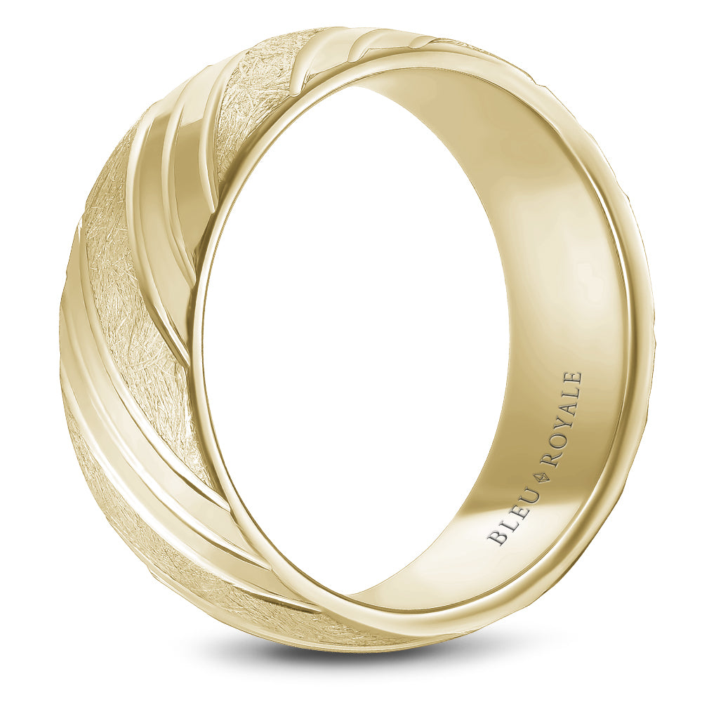 8.50mm Bleu Royale Wedding Band in Yellow Gold