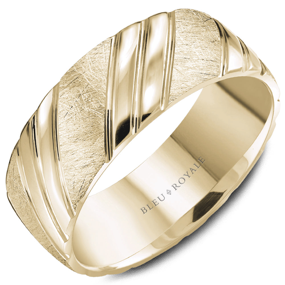 8.50mm Bleu Royale Wedding Band in Yellow Gold