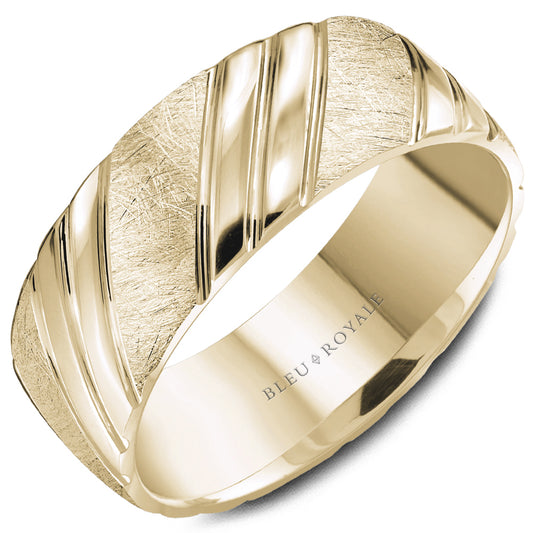 8.50mm Bleu Royale Wedding Band in Yellow Gold