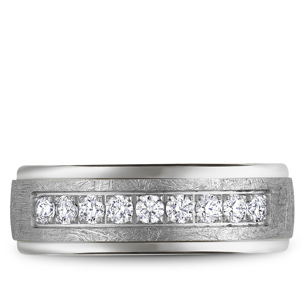 7.50mm Bleu Royale Wedding Band in White Gold With 9 RD, TCW 0.45ct