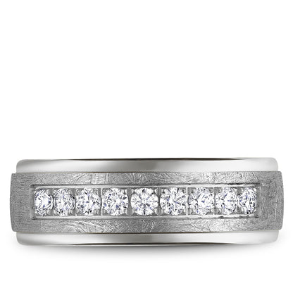 7.50mm Bleu Royale Wedding Band in White Gold With 9 RD, TCW 0.45ct