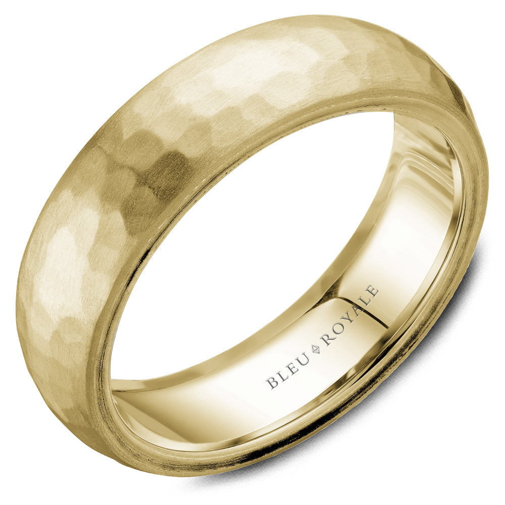 6.50mm Bleu Royale Wedding Band in Yellow Gold