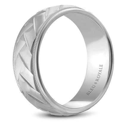 8.50mm Bleu Royale Wedding Band in White Gold
