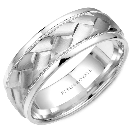8.50mm Bleu Royale Wedding Band in White Gold
