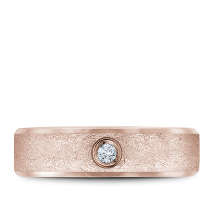 6.50mm Bleu Royale Wedding Band in Rose Gold With 1 RD, TCW 0.1ct