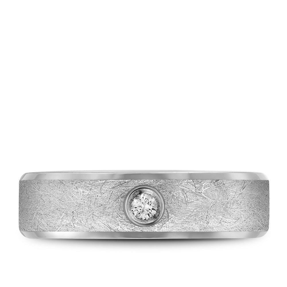 6.50mm Bleu Royale Wedding Band in White Gold With 1 RD, TCW 0.1ct