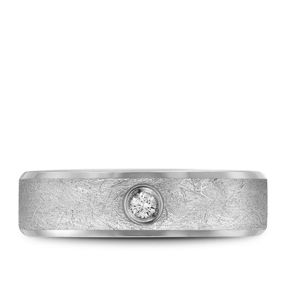 6.50mm Bleu Royale Wedding Band in White Gold With 1 RD, TCW 0.1ct