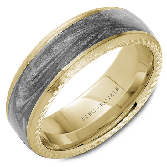 7.50mm Bleu Royale Wedding Band in Yellow Gold