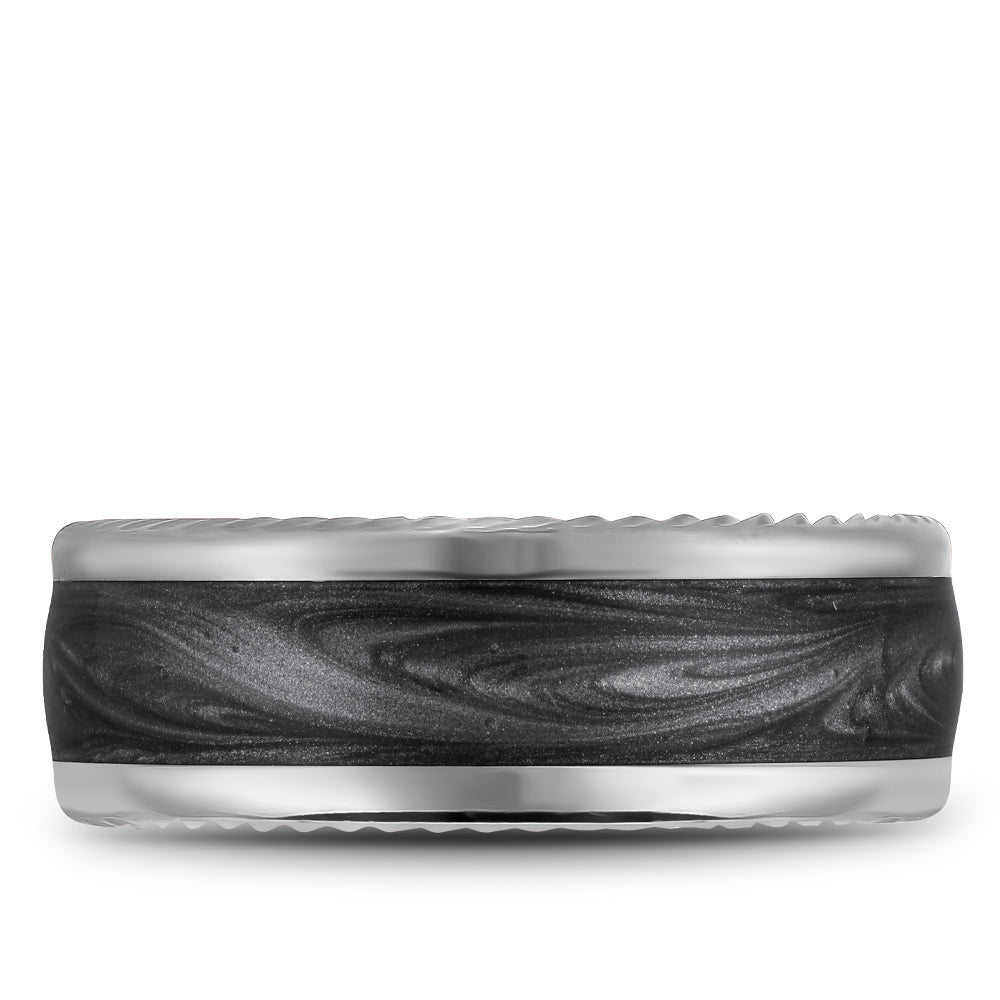 9.50mm Bleu Royale Wedding Band in White & Grey Gold