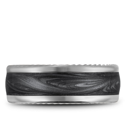 9.50mm Bleu Royale Wedding Band in White & Grey Gold