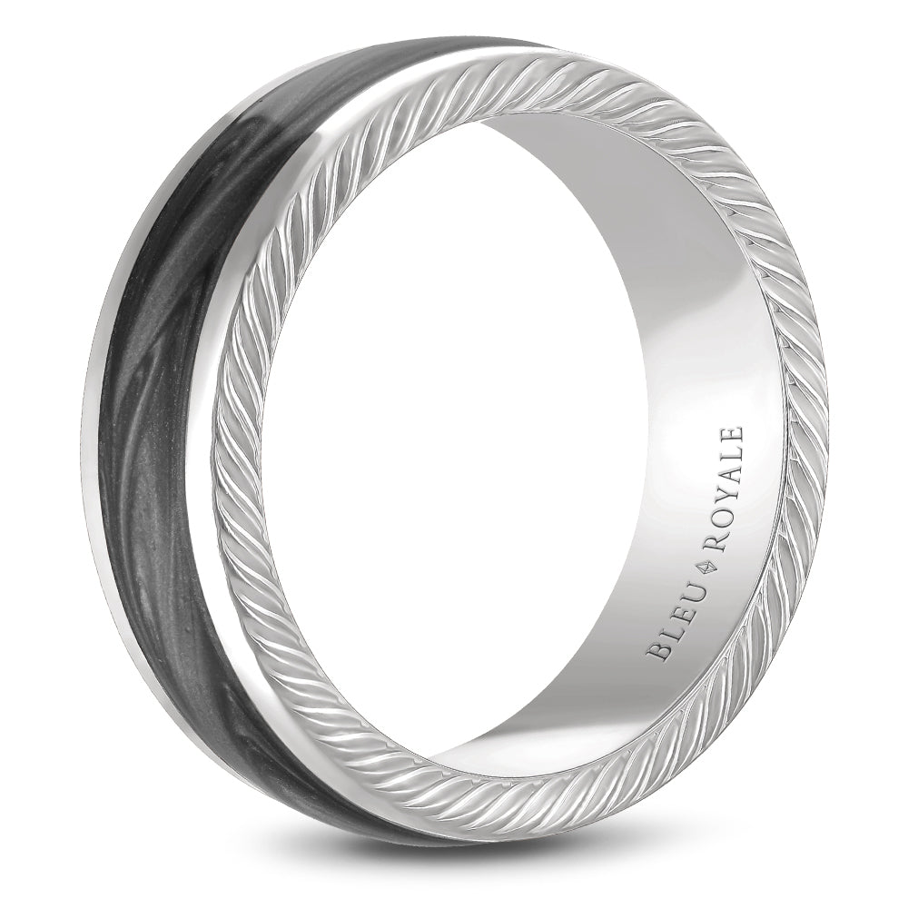 9.50mm Bleu Royale Wedding Band in White & Grey Gold