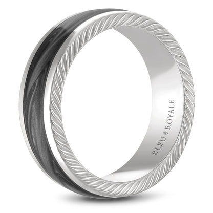 9.50mm Bleu Royale Wedding Band in White & Grey Gold