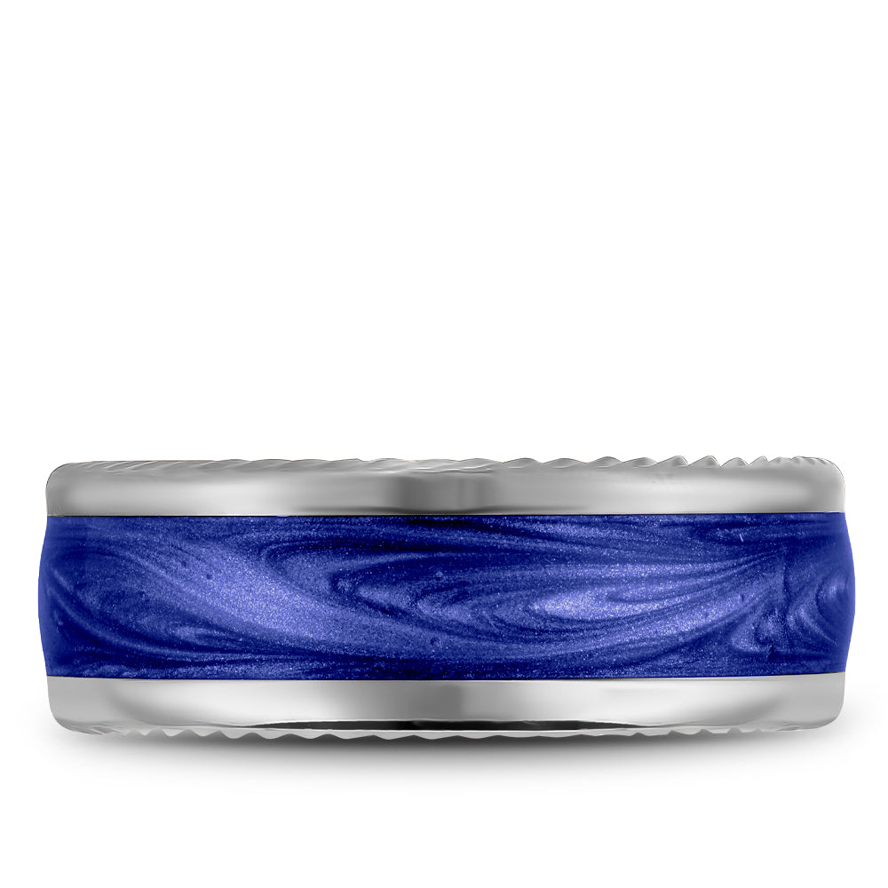 9.50mm Bleu Royale Wedding Band in White Gold