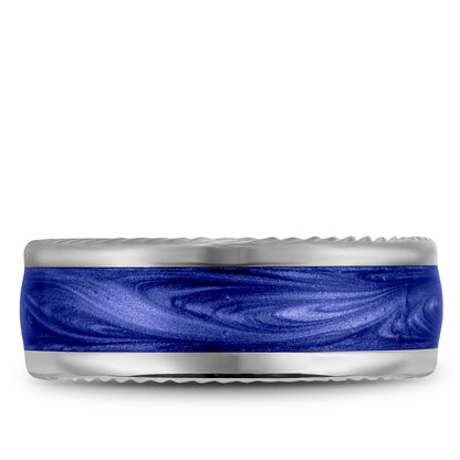 9.50mm Bleu Royale Wedding Band in White Gold