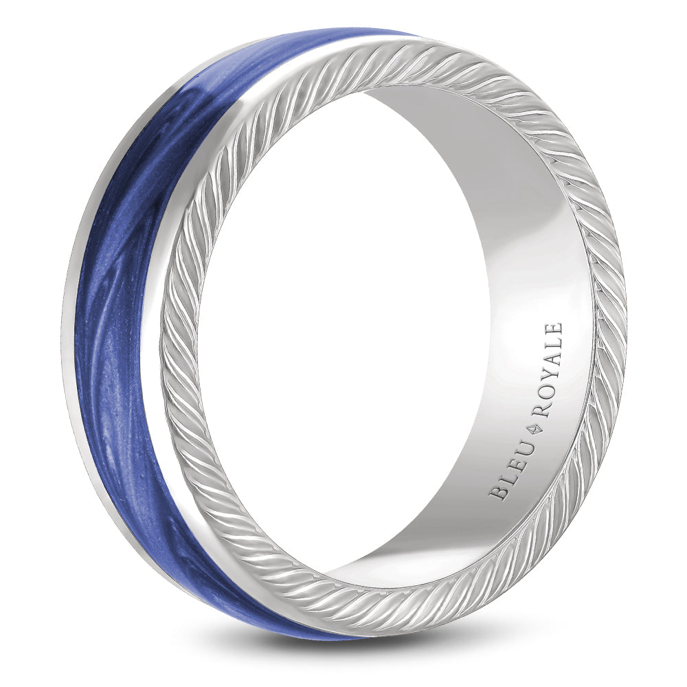 9.50mm Bleu Royale Wedding Band in White Gold