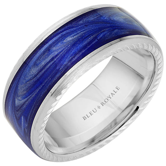 9.50mm Bleu Royale Wedding Band in White Gold