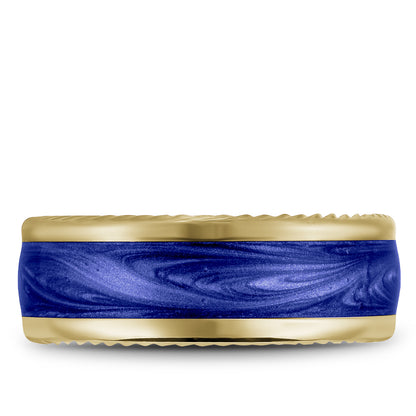 9.50mm Bleu Royale Wedding Band in Yellow Gold