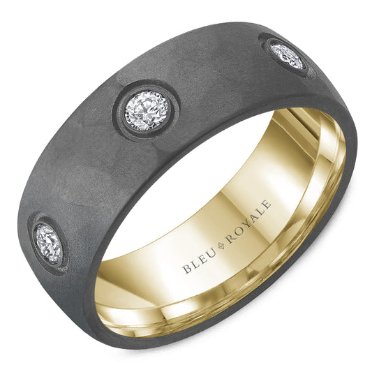 8.00mm Bleu Royale Wedding Band in 14k/Tantalum