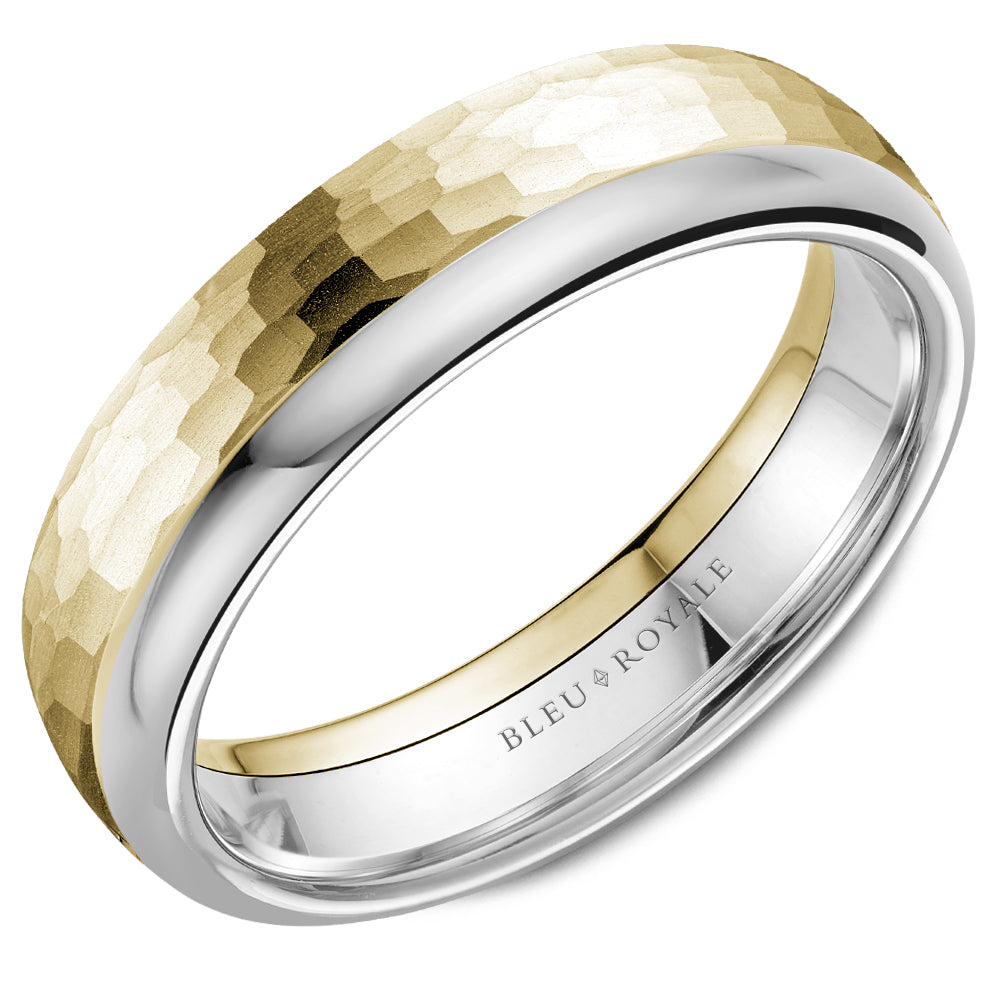 6.00mm Bleu Royale Wedding Band in Y&W Gold