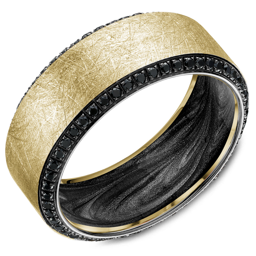 9.00mm Bleu Royale Wedding Band in Yellow Gold With 118 RD, TCW 0.8ct