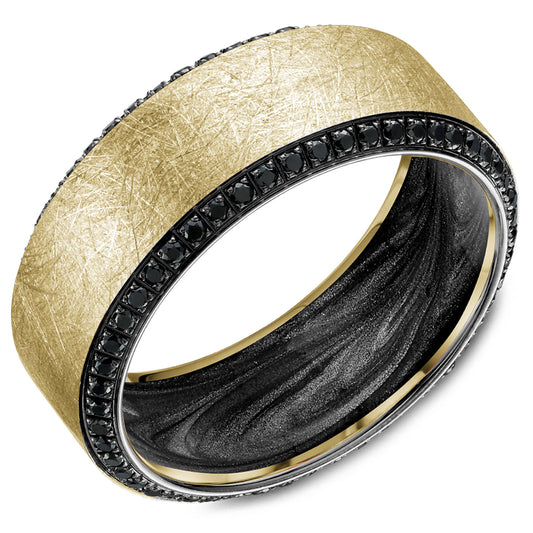 9.00mm Bleu Royale Wedding Band in Yellow Gold With 118 RD, TCW 0.8ct